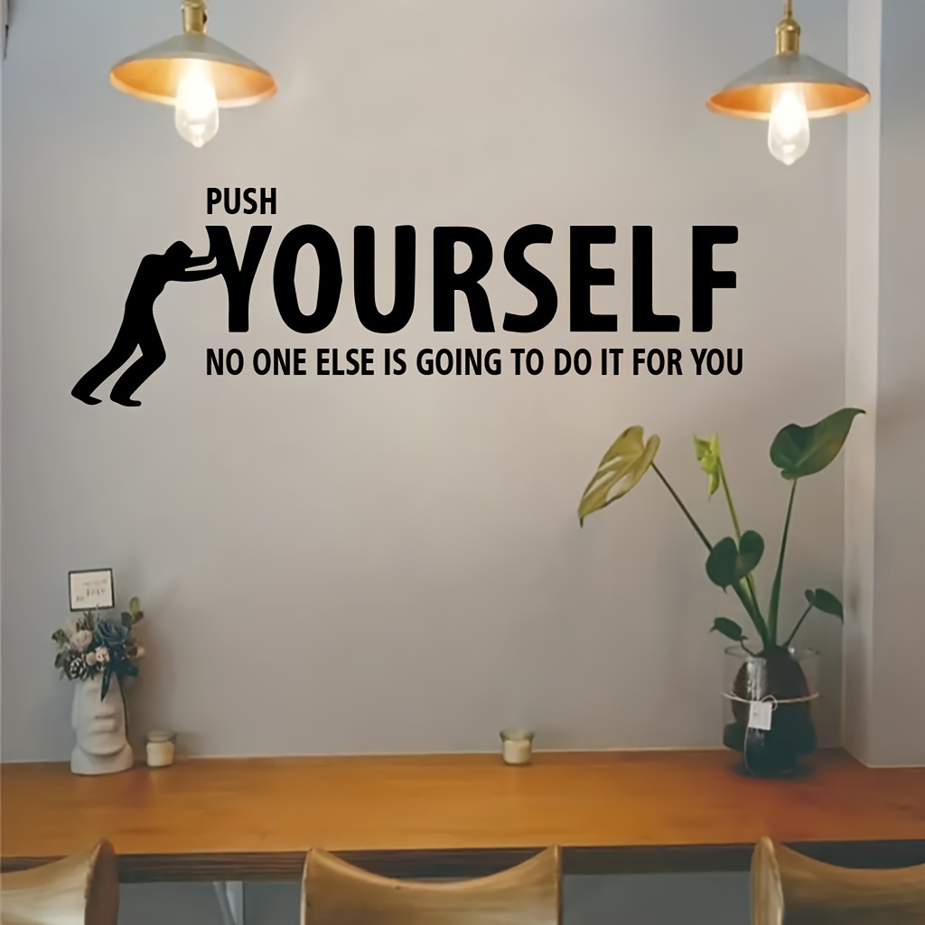 Image of 2pcs Inspirational Quote, Wall Sticker Motivation, Success Wall Decal Art Vinyl Office Decoration, Wall Decor, For Classroom, Gym, Fitness Mural, 11.8x7.8inchx2
