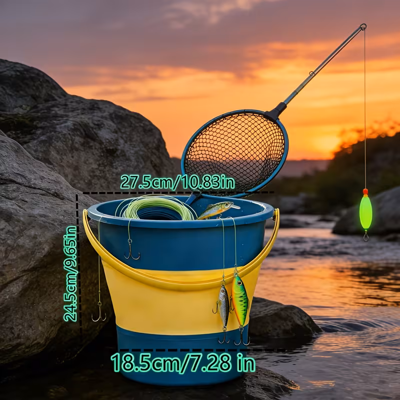 multifunctional folding fishing bucket plastic round storage and laundry bucket for home car and outdoor camping use with handle laundry hampers Product details 2
