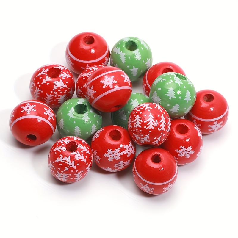 TEMU 15mm 10 Random Mixed Christmas Series Wooden Beads For Jewelry Handmade Material Bracelets, Necklaces, Earrings, Keychains, Mobile Phone