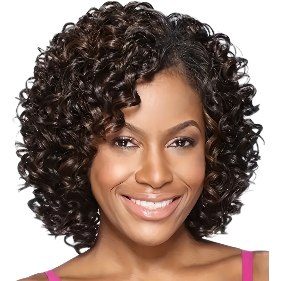TEMU Chic Ombre Brown Afro Wig For Women - 12 Inch, 250g Synthetic Hair With , & Parties