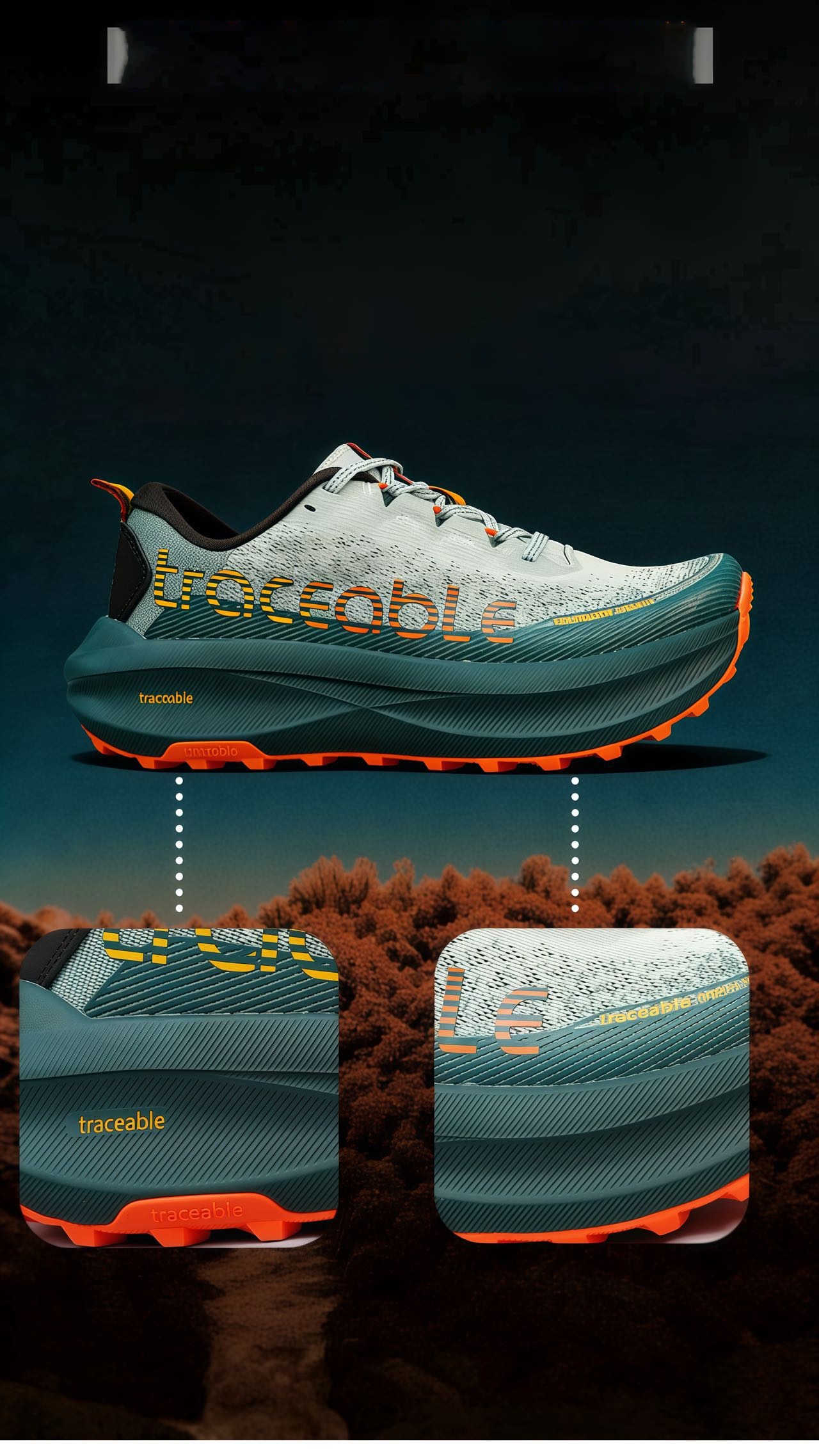 Sneakers, Men's Outdoor Shoes, Lightweight and Comfortable Trail Running Shoes, Anti-Slip Shock-Absorbing Casual Shoes, Fashionable Sports Running Shoes for Men