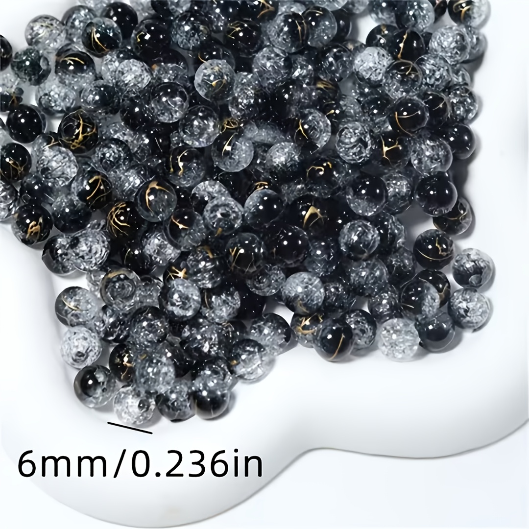 TEMU Perline spellate screpolate bianche e nere da 6 mm, 306 pezzi. Acrilico, gioielli, ciondoli, decorazioni, perline per abbigliamento. Regalo per