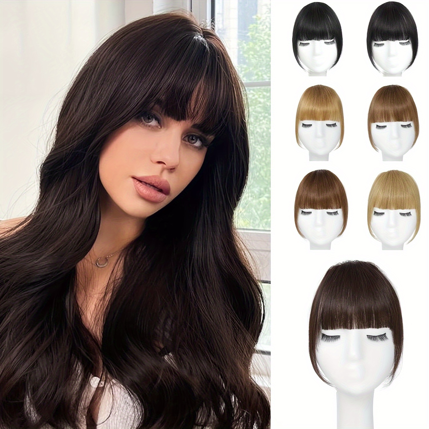 Hair French Bangs Synthetic Hair Clip In Bangs Cover Gray Temu