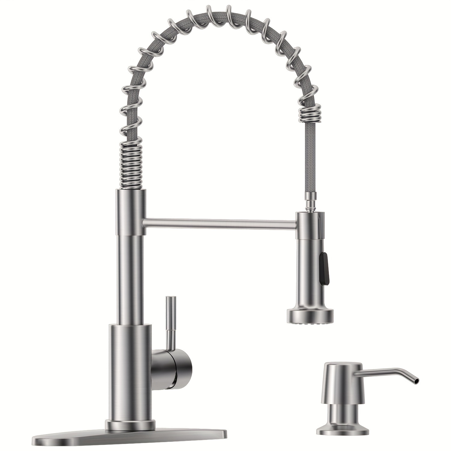

Appaso Kitchen Faucet With Soap Dispenser Brushed Nickel, Pull Down Kitchen Faucet Commercial Single Handle High Arc Faucet For Sink, Stainless Steel Kitchen Faucet For Sink 2 Or 4 Hole