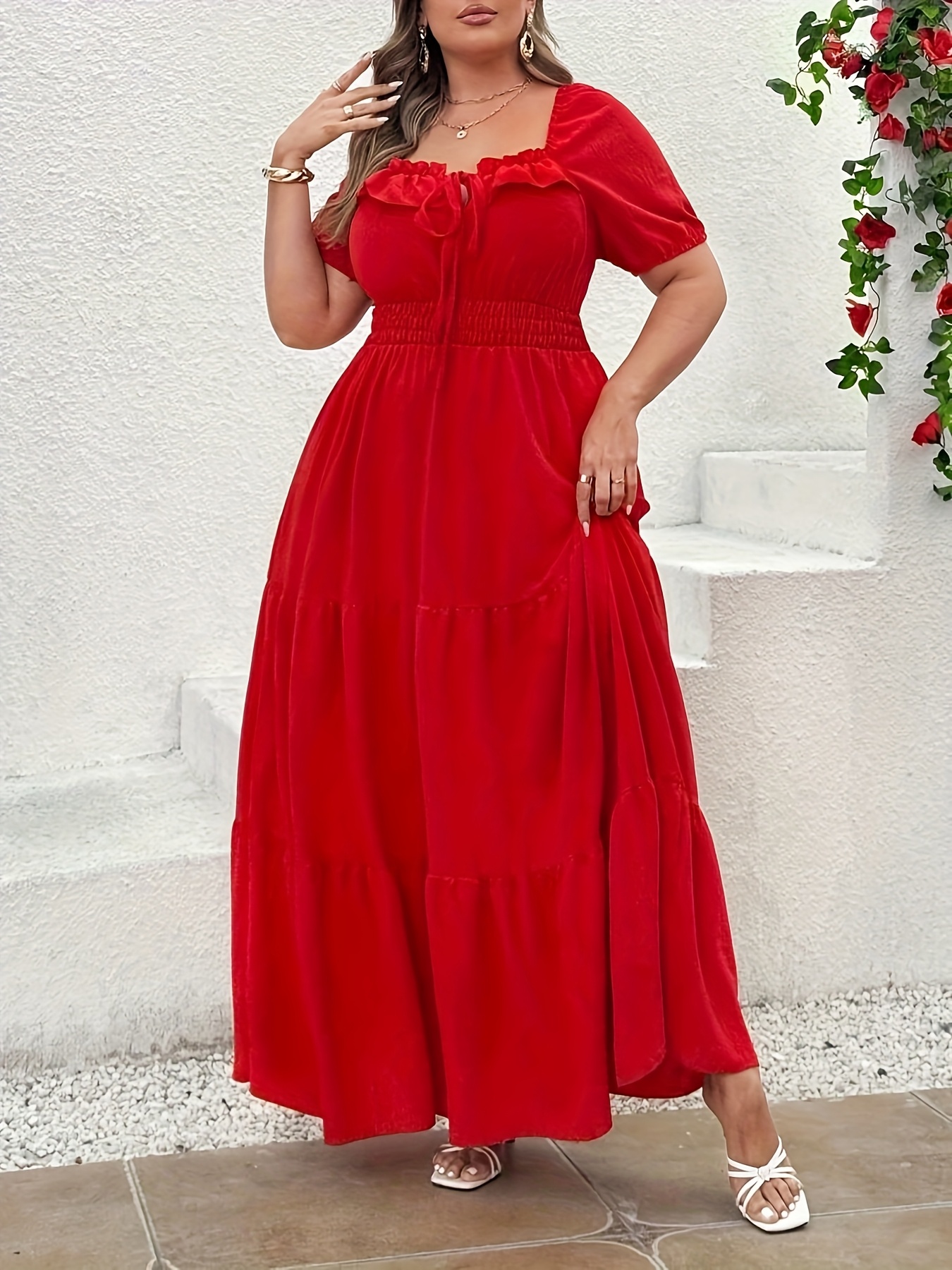 plus size red dress sold on Temu United States