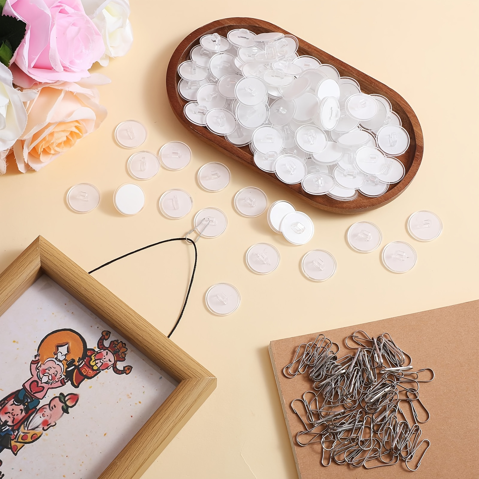 10/60/120pcs Self-* Ceiling Hooks, Non-damaging No Drilling Required,  Holiday Decoration Ceiling Hooks, Removable Wall Hooks, Suitable for  Holiday