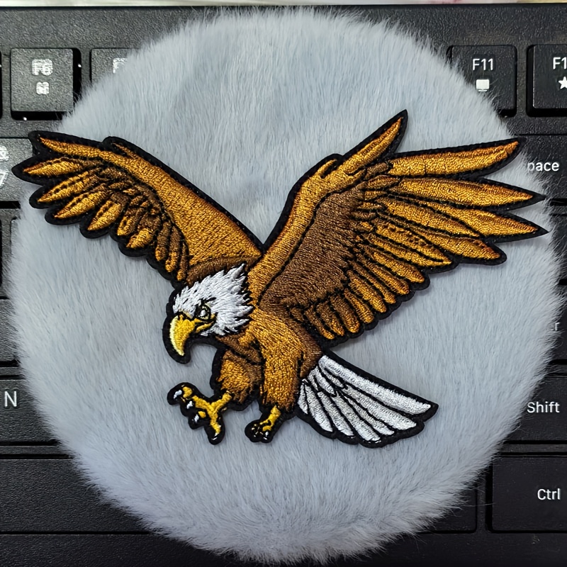 TEMU Eagle Embroidered Fabric Patch, Eagle Patch For Clothing, Decorative Badge For Denim Jackets, Iron-on Style
