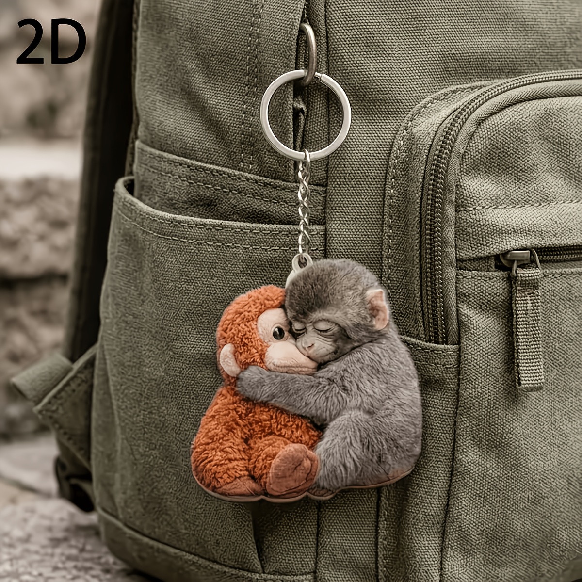 Flat Monkey Keychain, Exquisite Carved Metal Pendant, , For Decorating Backpacks Wallets Car Keys, Durable Structure Portable Size Fun Gift Coworkers Birthday Gift