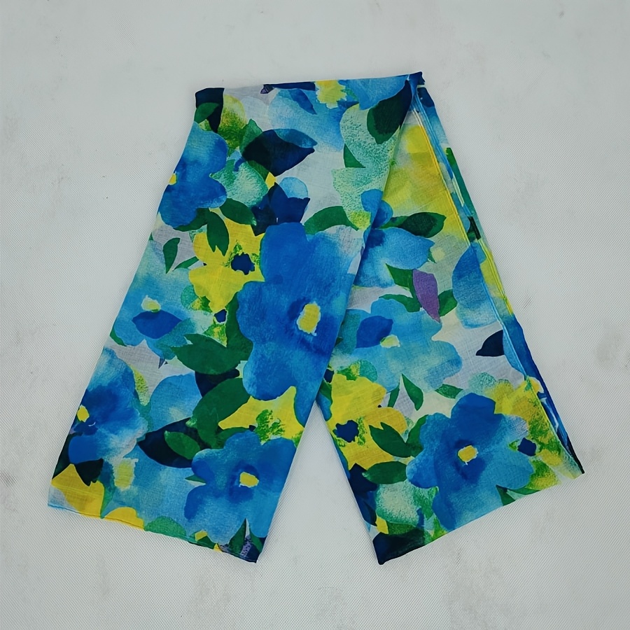 E-shop Frühlings-Sommer Neues Tintenmalerei Druck Schal All-Match Street Floral Chiffon Schal Ganzjährig Vielseitiger Weicher Schal