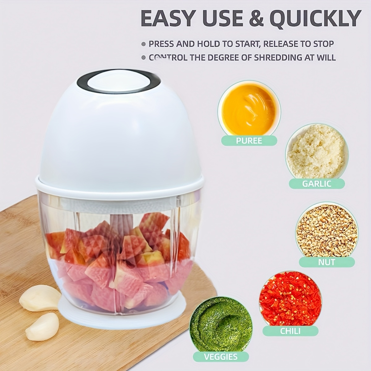 compact 400ml usb mini food processor electric garlic veggie chopper onion ginger chili fruit meat grinder with rechargeable lithium battery portable kitchen blender for   prep Product details 0