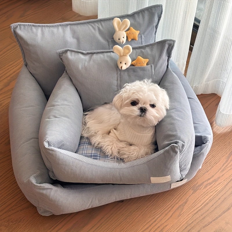   removable washable cat bed durable chew resistant pet bed with plush green exterior checkered   interior soft comfortable cat pad for indoor cats     fabric home pets Product details 2