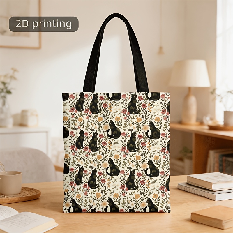 TEMU Bolso bandolera y de adecuado para hombres como para mujeres, bolso bandolera convertible con estampado floral y de gato negro, unisex, ideal