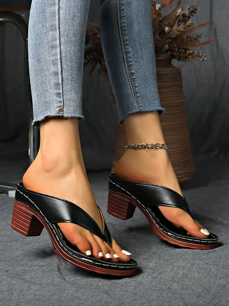 womens split toe wedge sandals slip on block heel synthetic cover upper rubber sole elegant open toe design for casual formal occasions sandals for wide feet durable insole versatile footwear stylish footwear able footwear office wear details 14