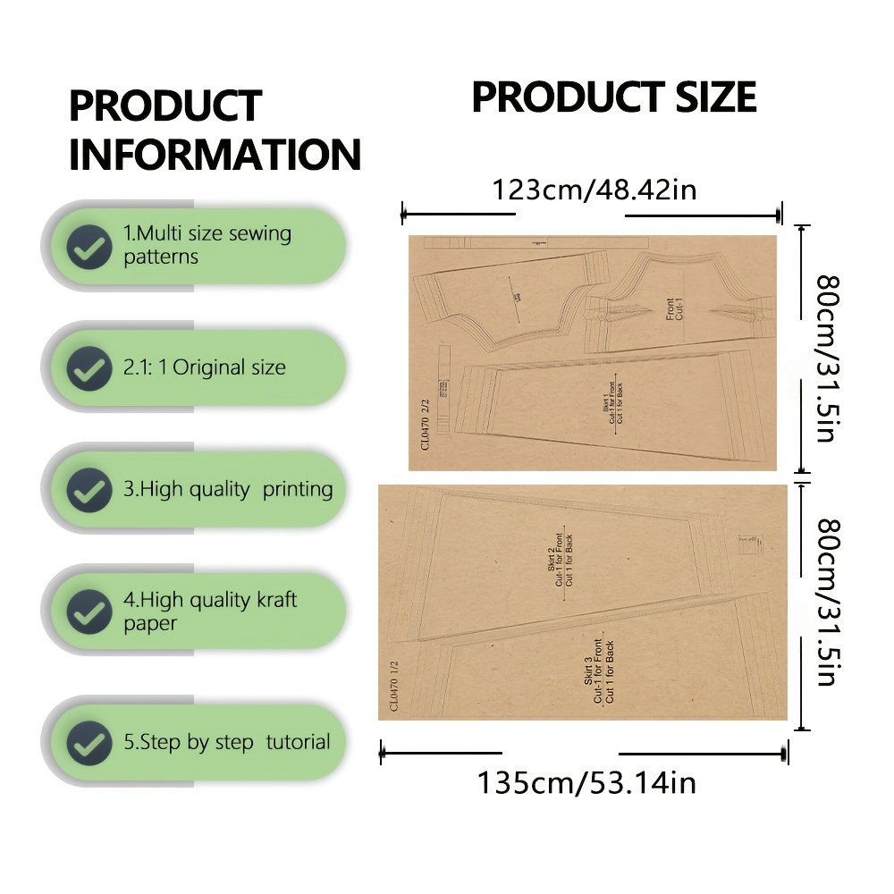 TEMU Sewing Pattern For Women' Neck Cami Maxi Dress, , 1:1 Scale, Guide, Beginner Friendly, High Quality Paper, Not Finished Garment