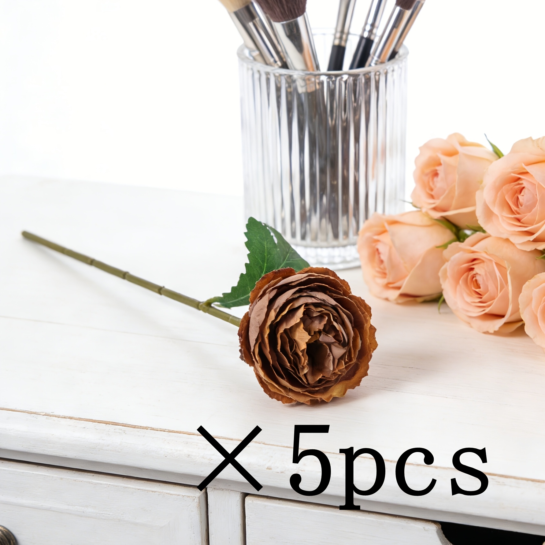 TEMU 5pcs Artificial Flowers With Real-touch Texture, For Home And Office Decor, Indoor/outdoor Party Backdrop. Fits Living Room, Windowsill, Wedding
