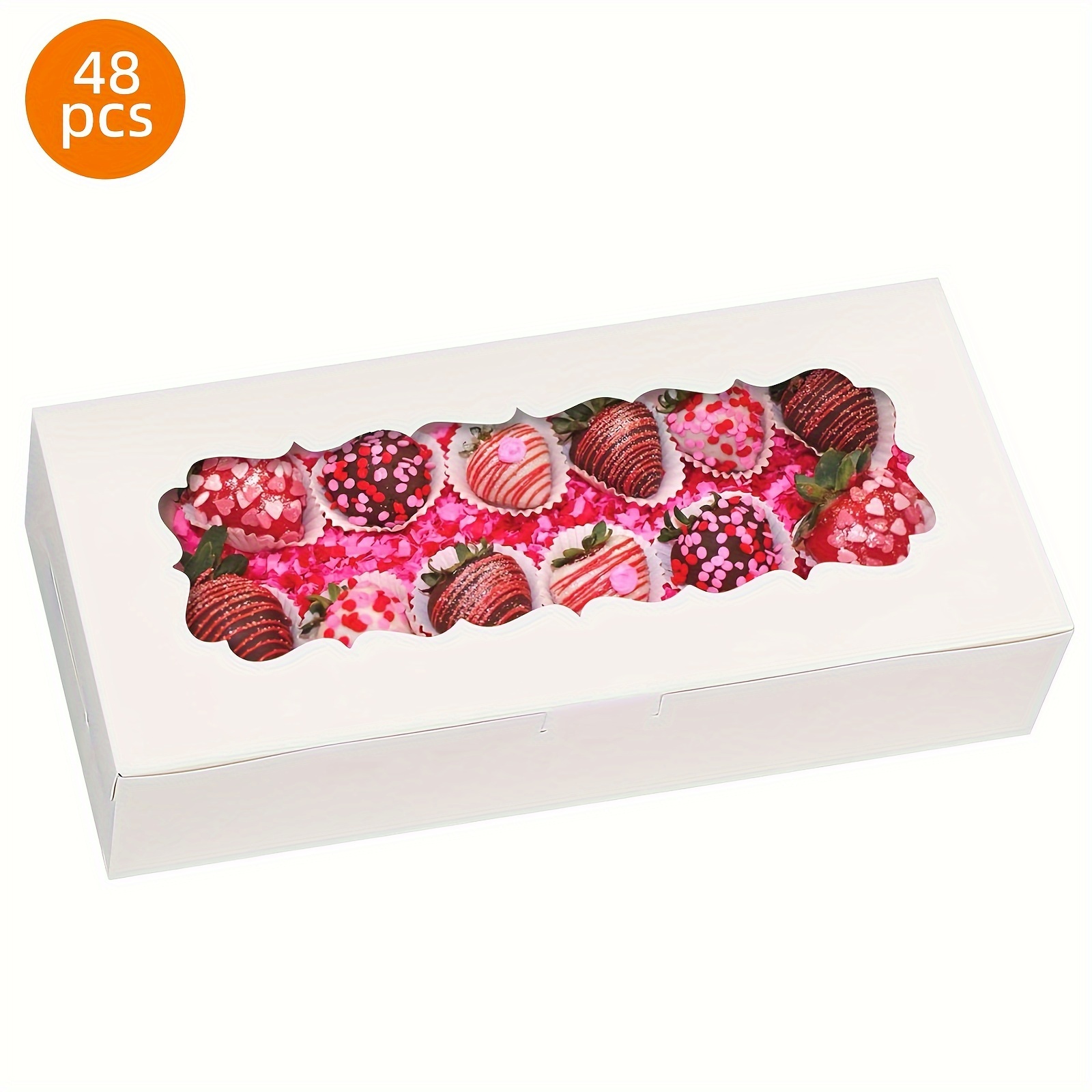

48pcs Cookie Boxes, 12 X 5.5 X 2.5 Inches Bakery Boxes, Biscuit Boxes, Candy Boxes, Boxes Pastry Boxes Strawberry Boxes For Chocolate Covered Strawberries, Muffins, Donuts