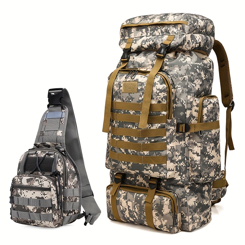 TEMU Conjunto de 2 piezas, Mochila de senderismo, Bolso de montañismo