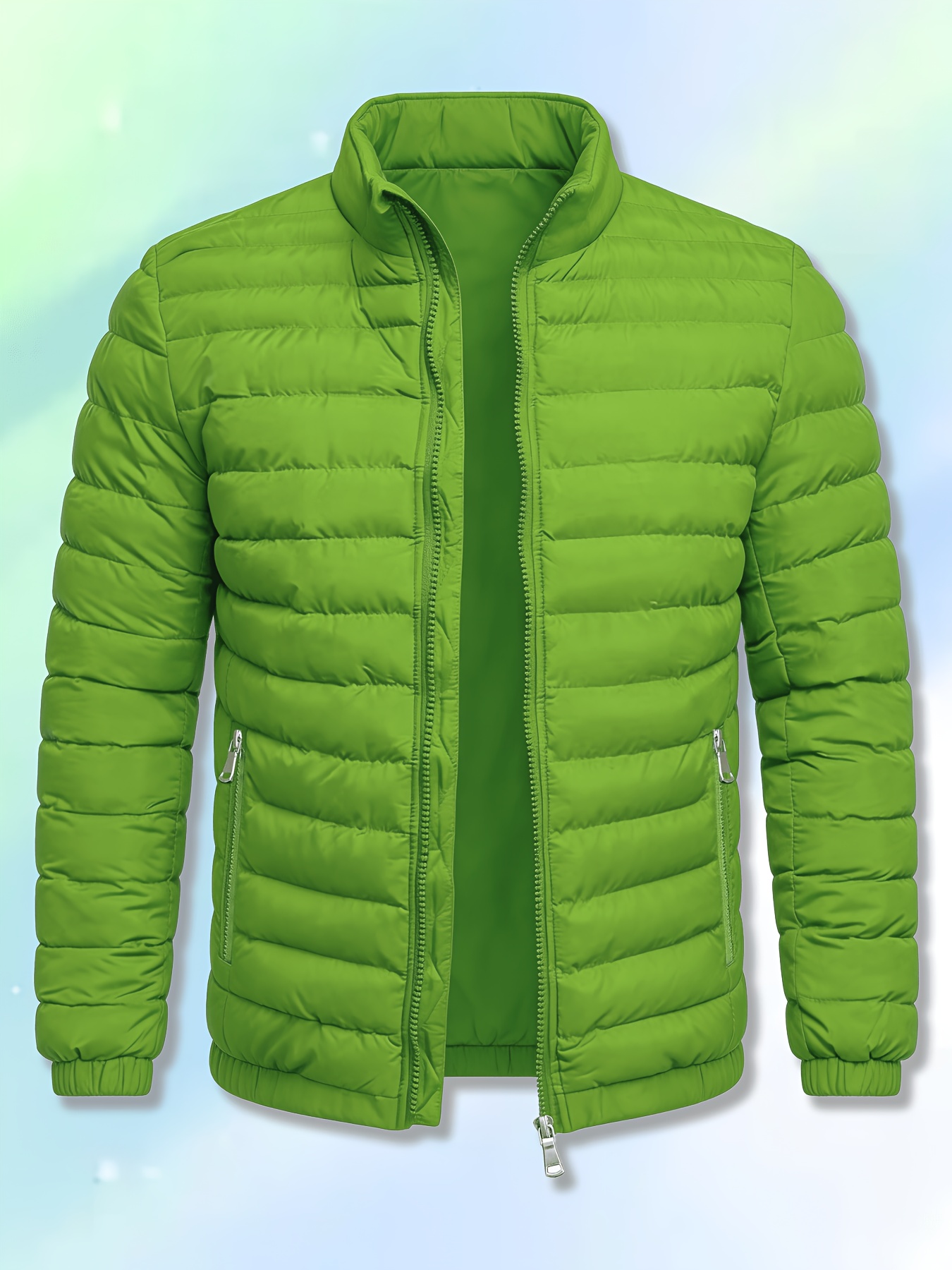 Veste légère chaude pour hommes européens et américains - Veste coupe-vent zippée à col montant pour hommes, conception de poche zippée adaptée aux activités de plein air, vêtement d