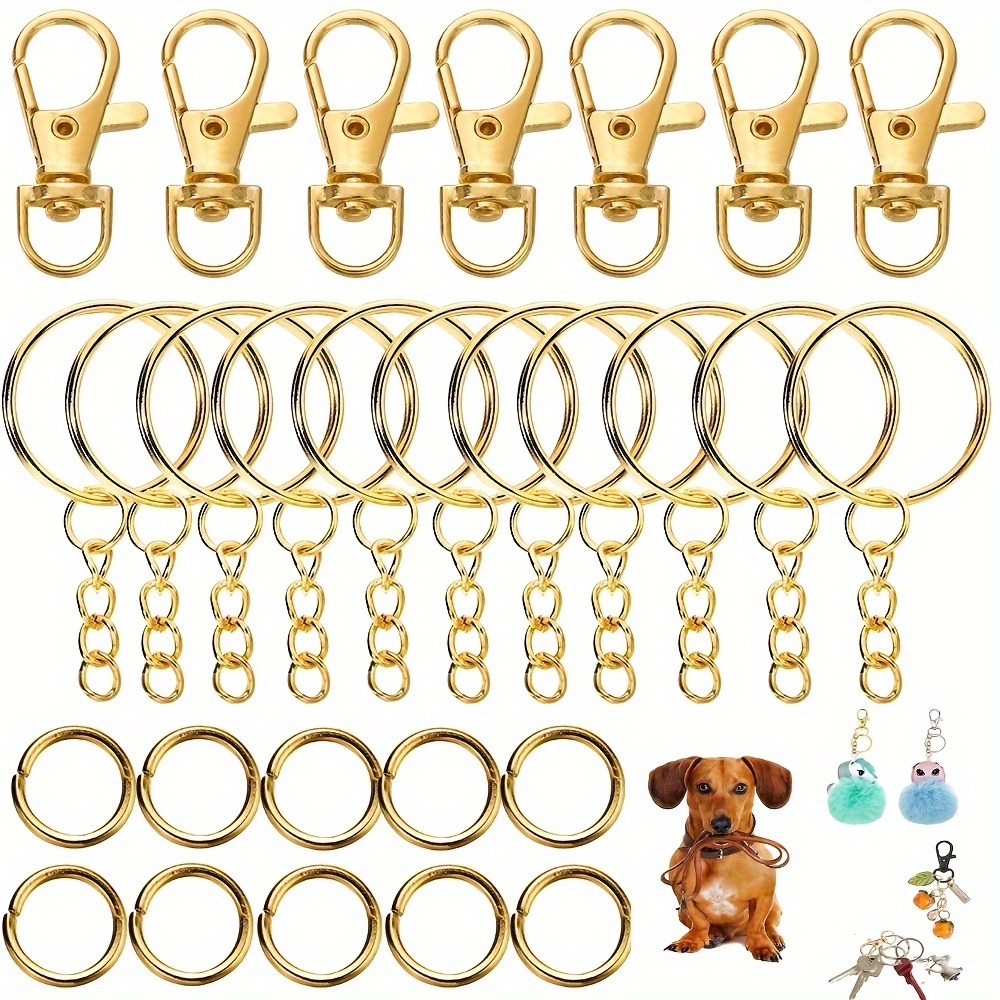 

70pcs Ykmranxiwgr Diy Keychain & Jewelry Making Kit - Golden-tone Swivel Snap Hooks, Jump Rings, And Chains With Clasps - Iron Alloy Craft Set For Accessories