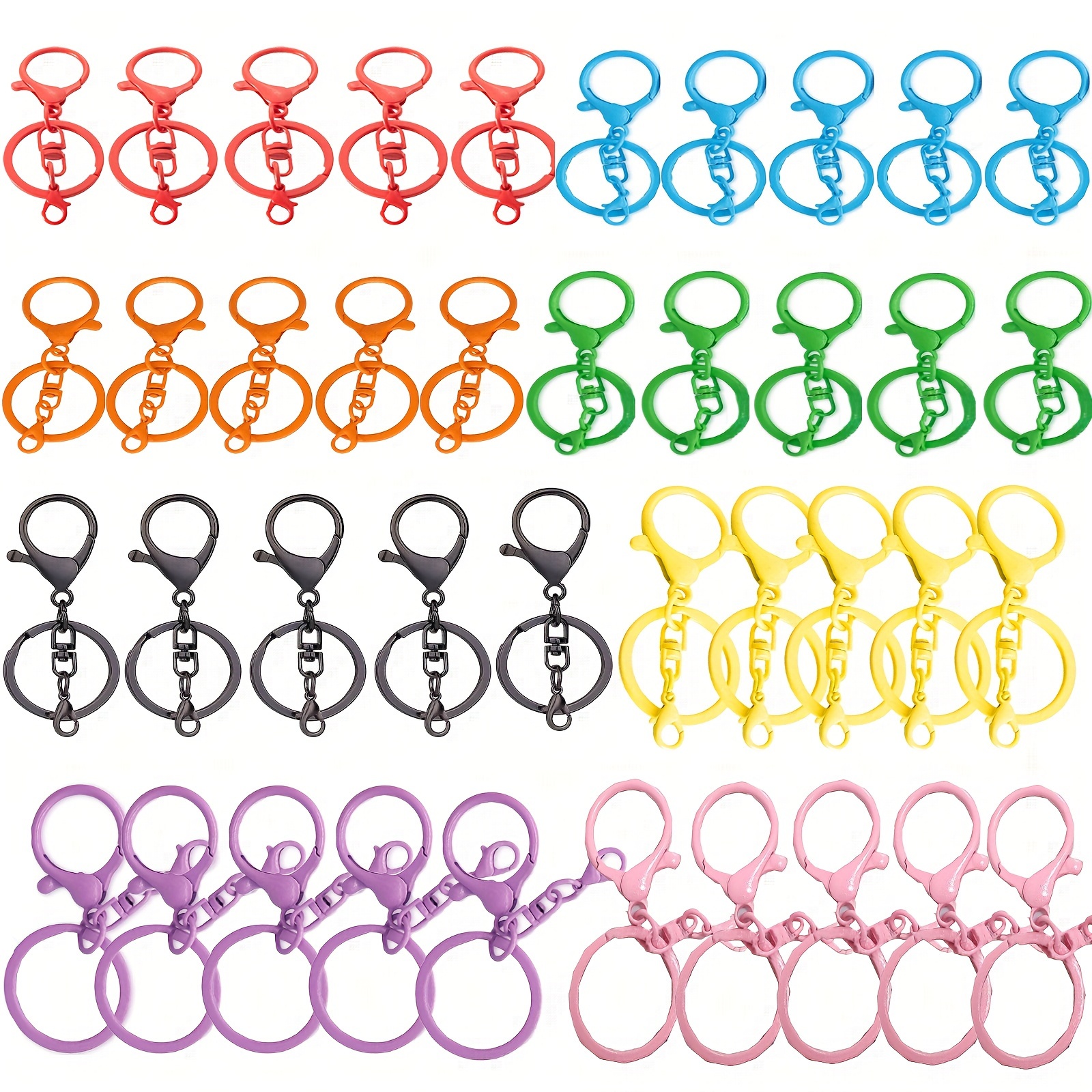 

40pcs Vibrant Clasp & Keychain Ring Set With Swivel Trigger - Alloy, 8 Assorted Colors For Making & Crafts, Lobster Clasps For Jewelry Making