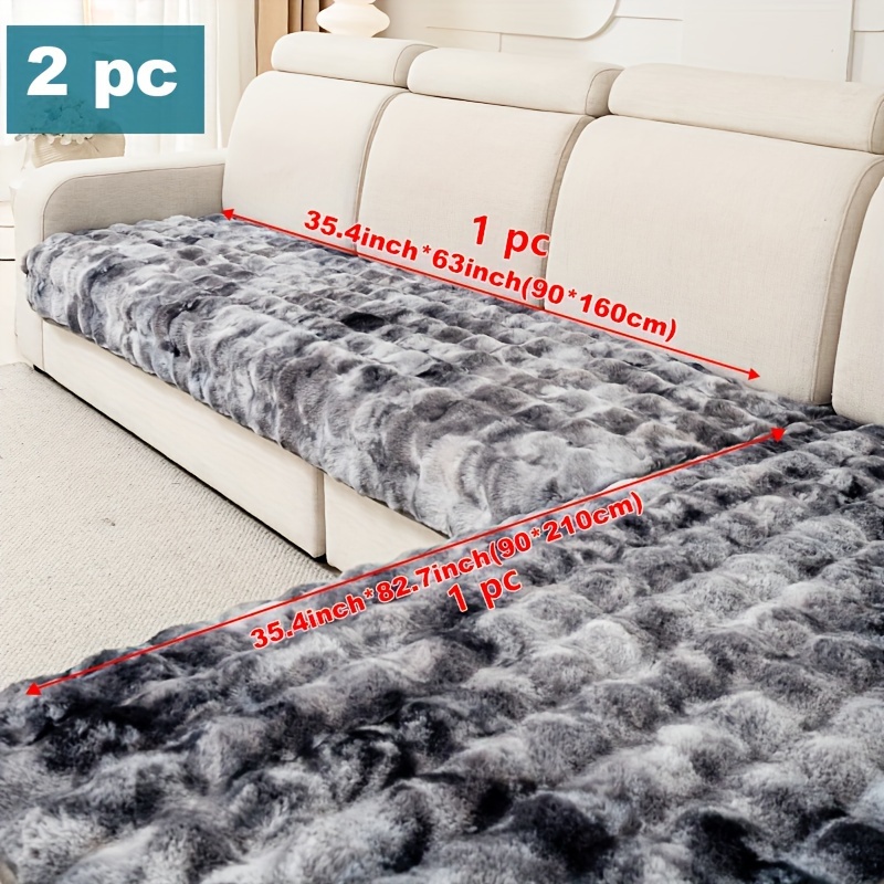 2pcs Plush Gradient Velvet Sofa Cover For , Thick Plush, Delicate And Soft, Pet Anti Slip Protection Sofa