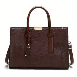 womens tote bag convertible handbag with detachable strap zipper closure purse elegant for everyday formal events gift durable pu construction crocodile texture