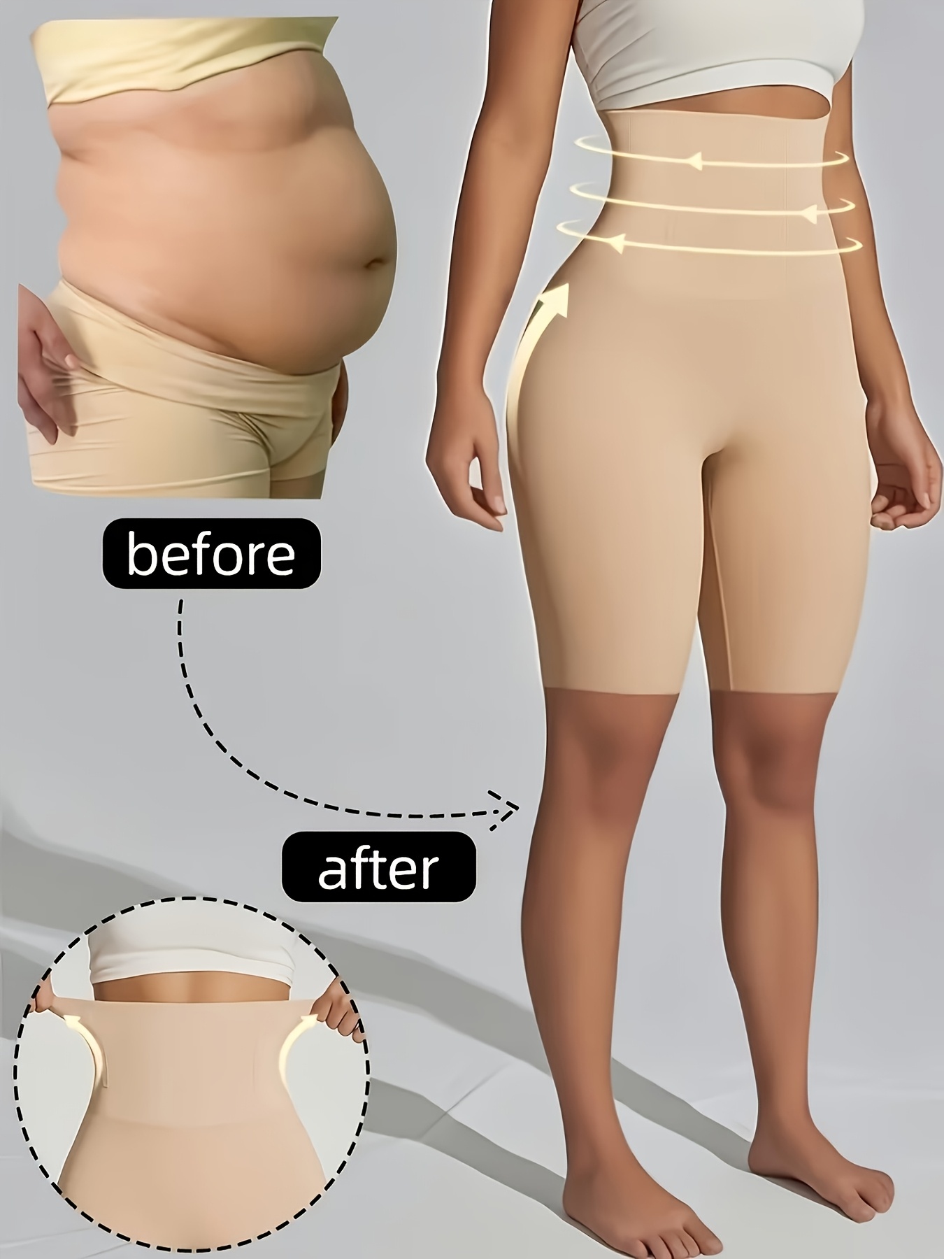 1pc womens high waist tummy control ultra soft yoga shorts made of   elastic opaque fabric full length leg coverage for sports and casual wear suitable for fitness running yoga and   other activities