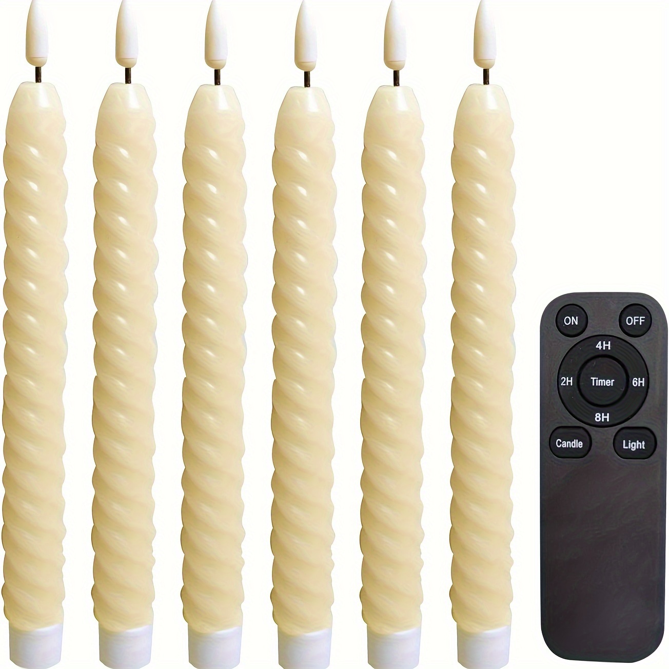 

Wax Taper Candles 9.6" Long Flicking Twisted Battery Operated Led For Halloween Christmas Decorations 6