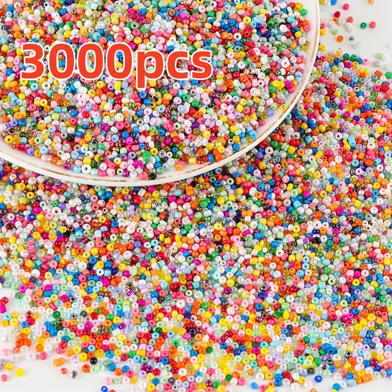 E-shop 3000 Stück 2mm Glasperlen – Runde bunte Mini-Spacer-Perlen für Schmuckherstellung, DIY-Bastelarbeiten, Ohrringe, Halsketten & Armbänder –