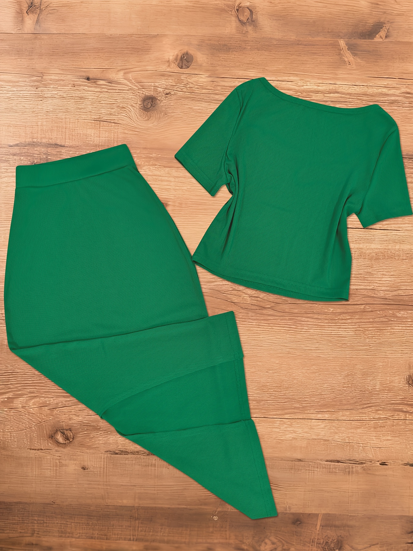 2pcs womens y2k season outfit short sleeve round neck top