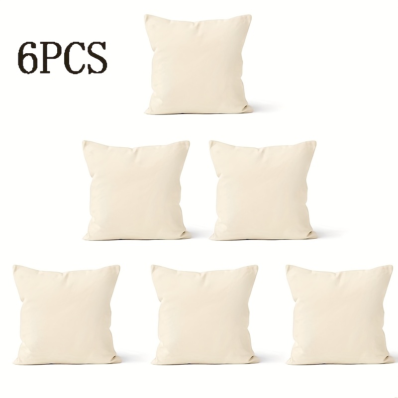 Image of A Set Of 6pcs Of Linen Pillow Cover, 18x18 Inches, Linen Material Is Suitable For Diy Cushion Cover, For Living Room, Bed, Sofa Decoration Cushion Cover
