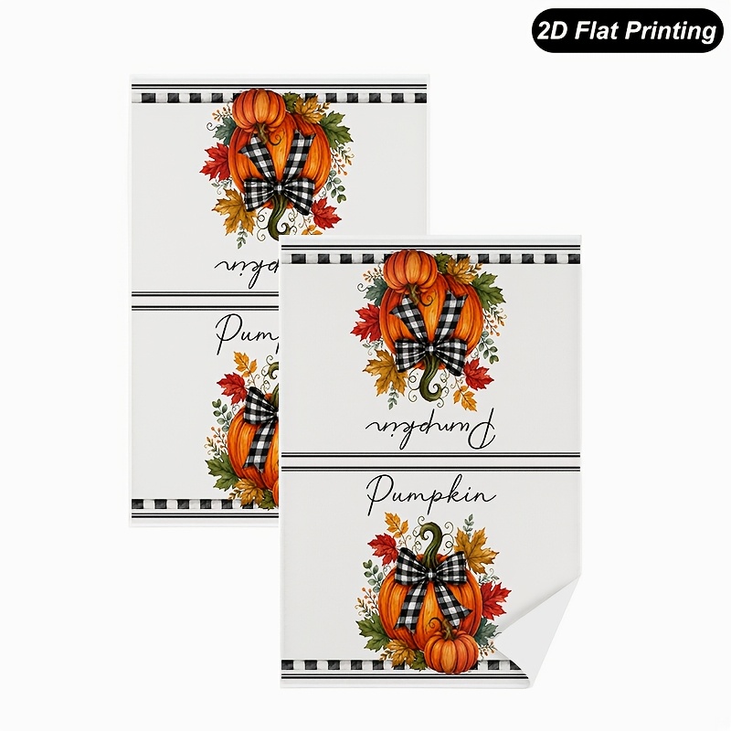 TEMU 2pcs Pumpkin Fall Kitchen Towels Farmhouse Dish Towels Thanksgiving Decorative Tea Towel Housewarming Gifts For Kitchen Holiday Fall Decor