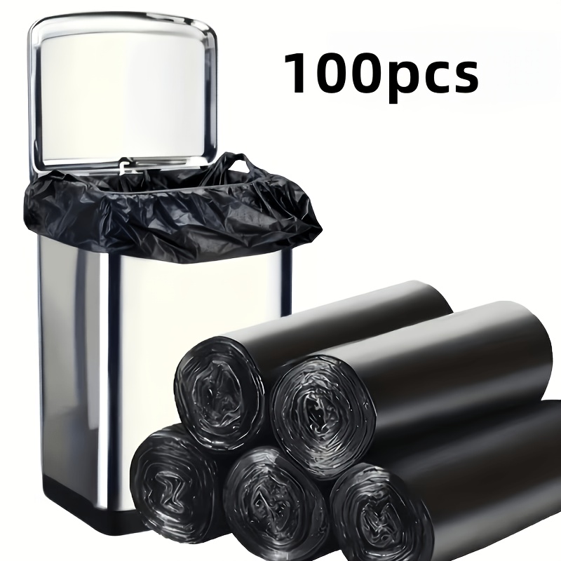TEMU 100 bolsas de basura negras estilo chaleco, aptas para uso interior/exterior, bolsas de plástico a prueba de fugas con asa ancha y , adecuadas