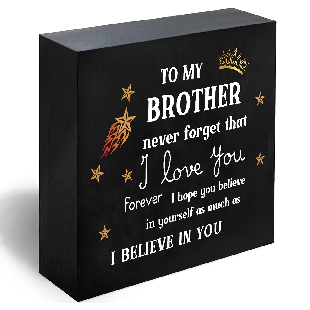 TEMU 1pc "to My Brother In You" Wooden , & Shooting , Inspirational Decor Perfect For Bedroom, For Man Cave Or Gift For Brother Desktop Ornament