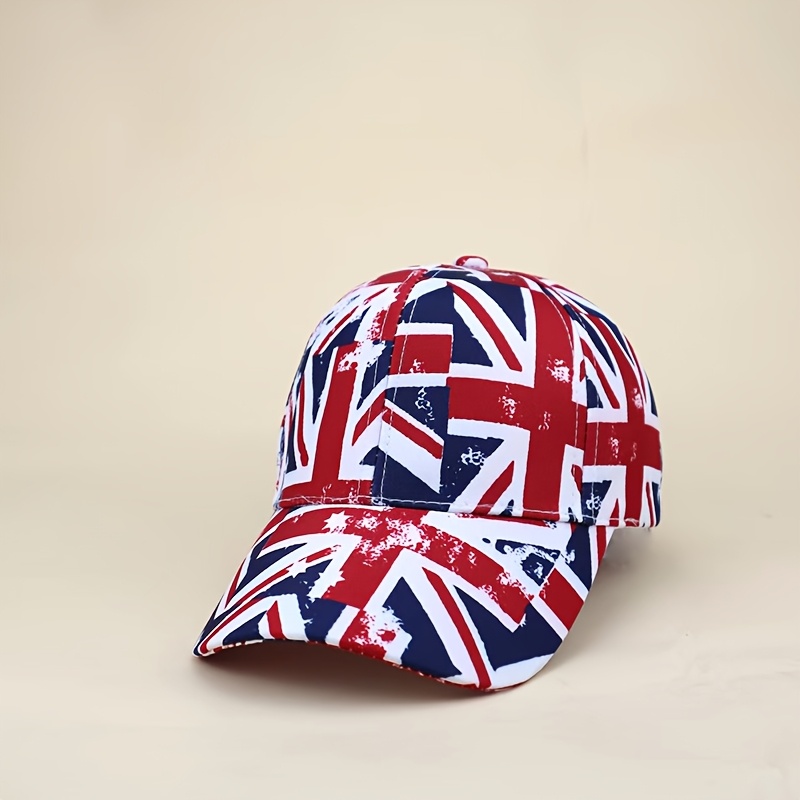 British Flag Baseball Cap Adjustable, Lightweight, Machine Washable  Polyester, Stylish Red, White, and with Vintage Print, Everyday Headwear 