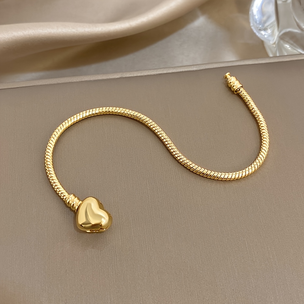 Kc Golden Plated Heart Bracelet Suitable For , Elegant Multi-functional Gift For Weddings, Valentine's Day, Parties, Daily Wear - Kc Golden Coated Wedding Accessory For Versatile Style