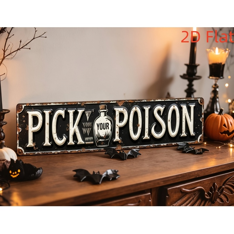 TEMU 2d Flat, Retro Style "" Poison Bottle Shaped Wooden Tag, Vintage Apothecary Style Decor, Printed With Poison Pattern, Suitable For Halloween,