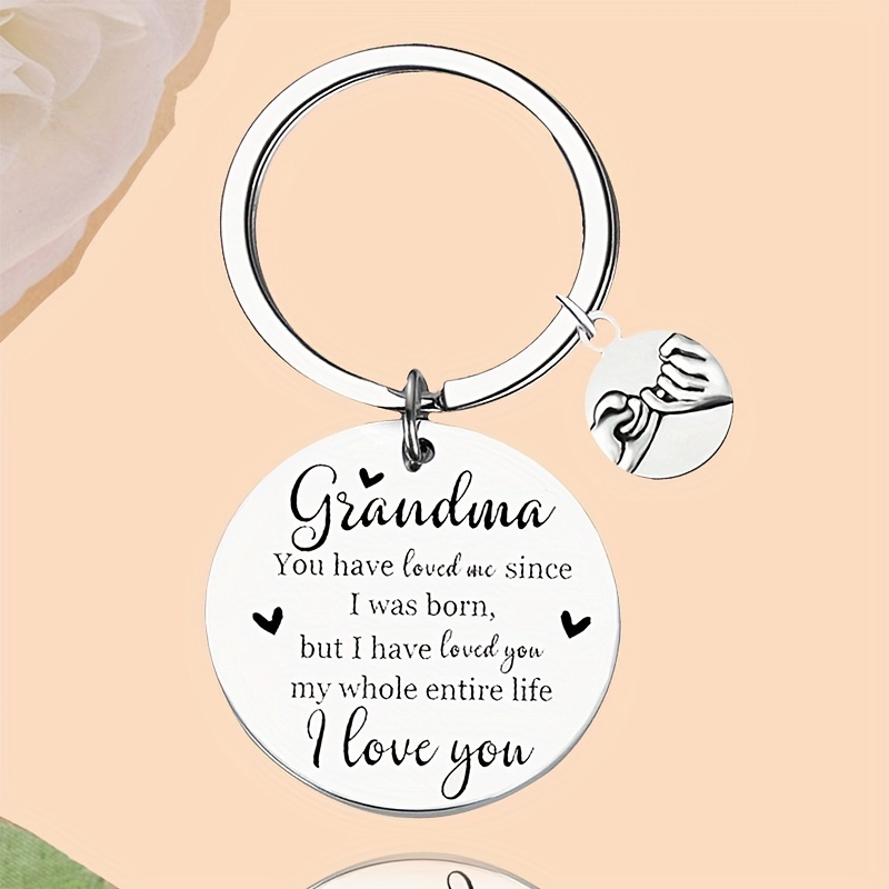 

1pc Steel Keychain - Engraved Round Key - "i You" - For Grandparents' Day & For /