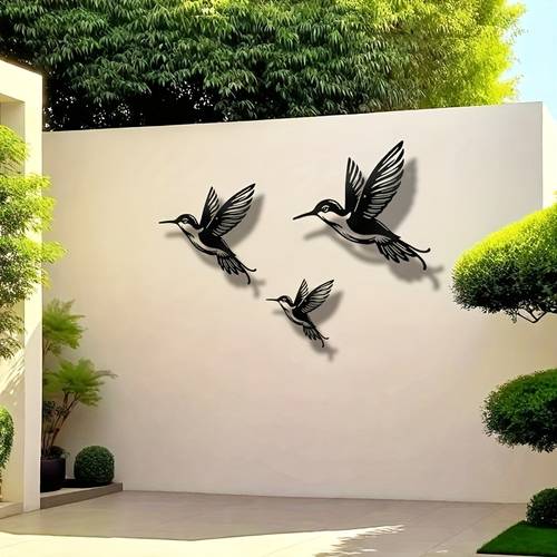 decoración en metal de tres pájaros, silueta de de metal, manualidades de decoración de pared, para decoración de pared de cocina, , dormitorio, decoración de valla de patio de jardín , de pared de metal, decoración de hierro