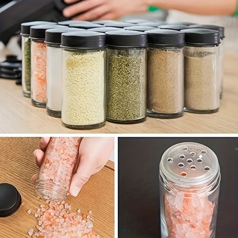 a new set featuring 18 spice jars with rotating spice rack designed for kitchen use this plastic spice bottle holder set offers organized storage with moisture proof and features home kitchen tools Product details 7