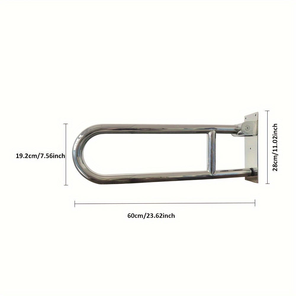 Stainless Steel , 1pc U-shape Flip-up Bathroom Assist Bar For Elderly, Disabled, Safety Frame ...