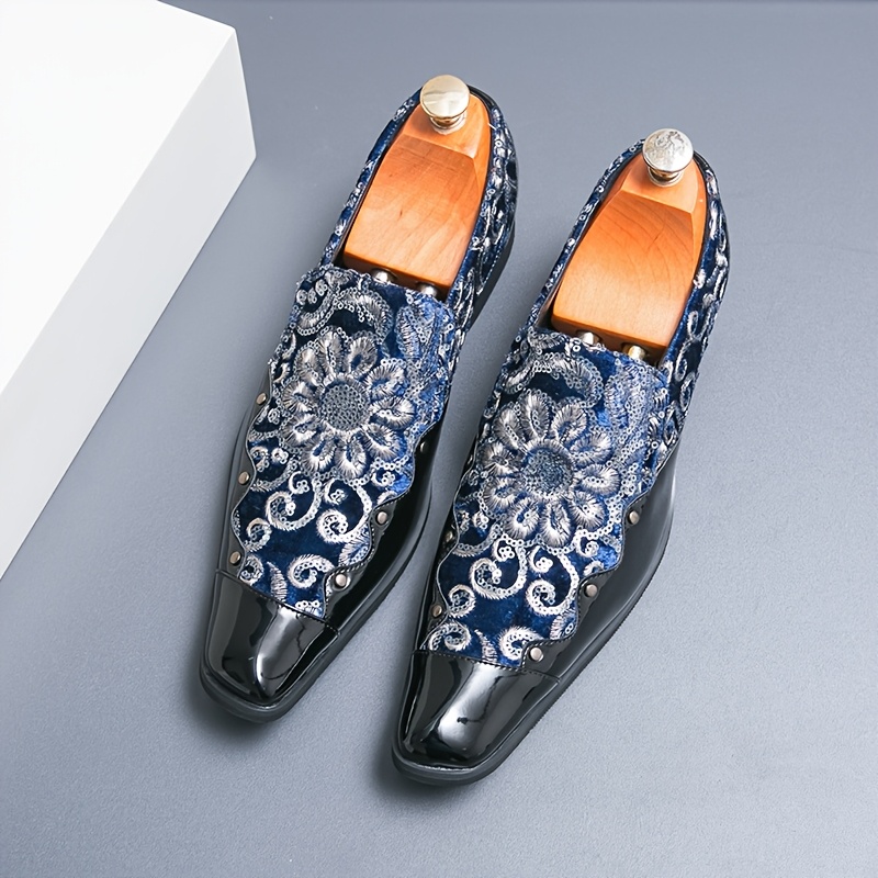 trendy mens embroidered dress shoes slip business shoes - Temu Ireland