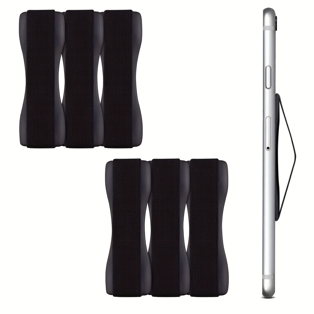 E-shop 6 Stück Schwarze Selbstklebende Fingerhalter für Mobiltelefone, -Bedienung Handyhalter, Rückseitige Klebesticker zum Halten des Handys