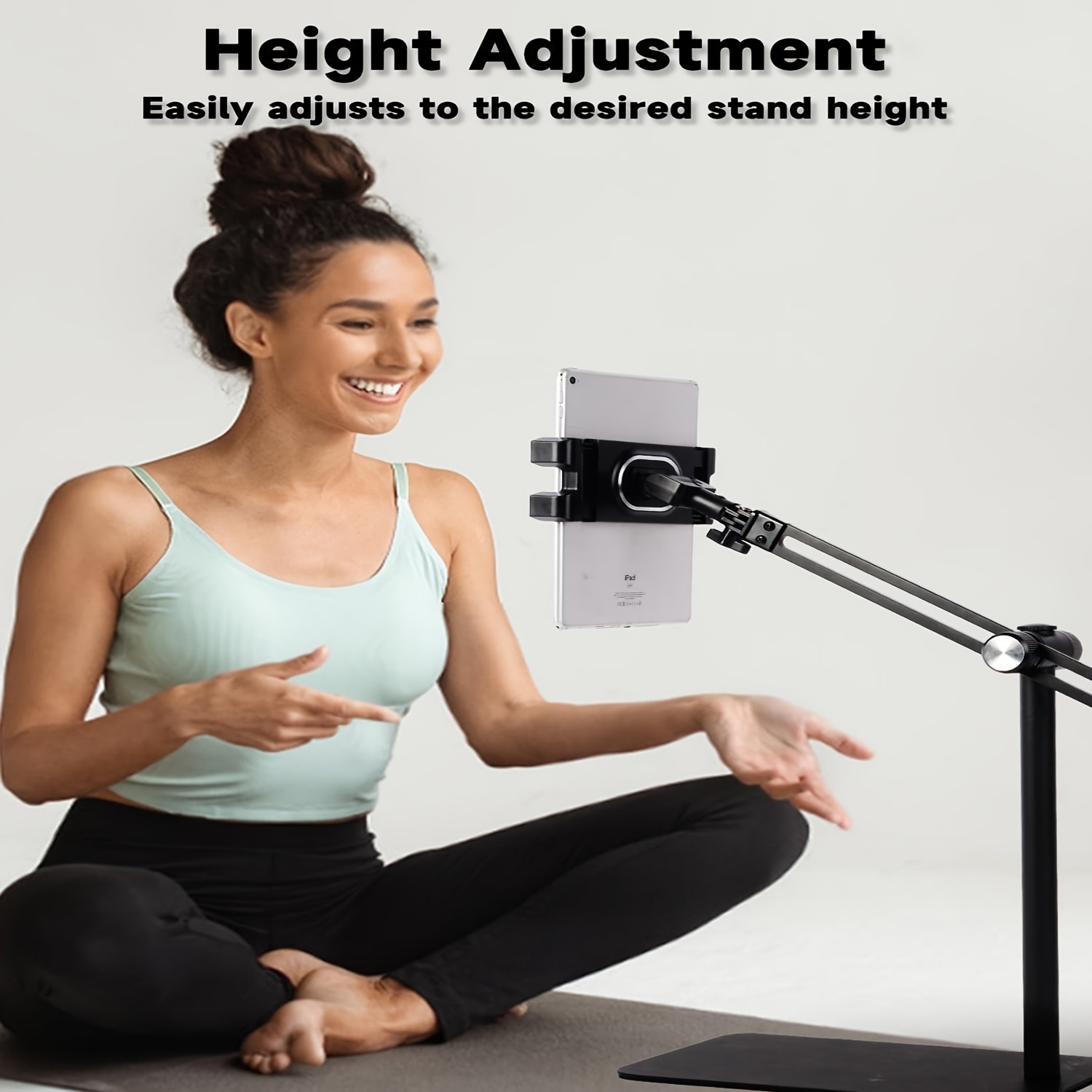 

Adjustable Aluminum Tablet Stand With - 360° Rotatable, Height-customizable Metal Holder For Ipad, For Iphone & Devices 4.5-12.9" - Bed Or Office Use