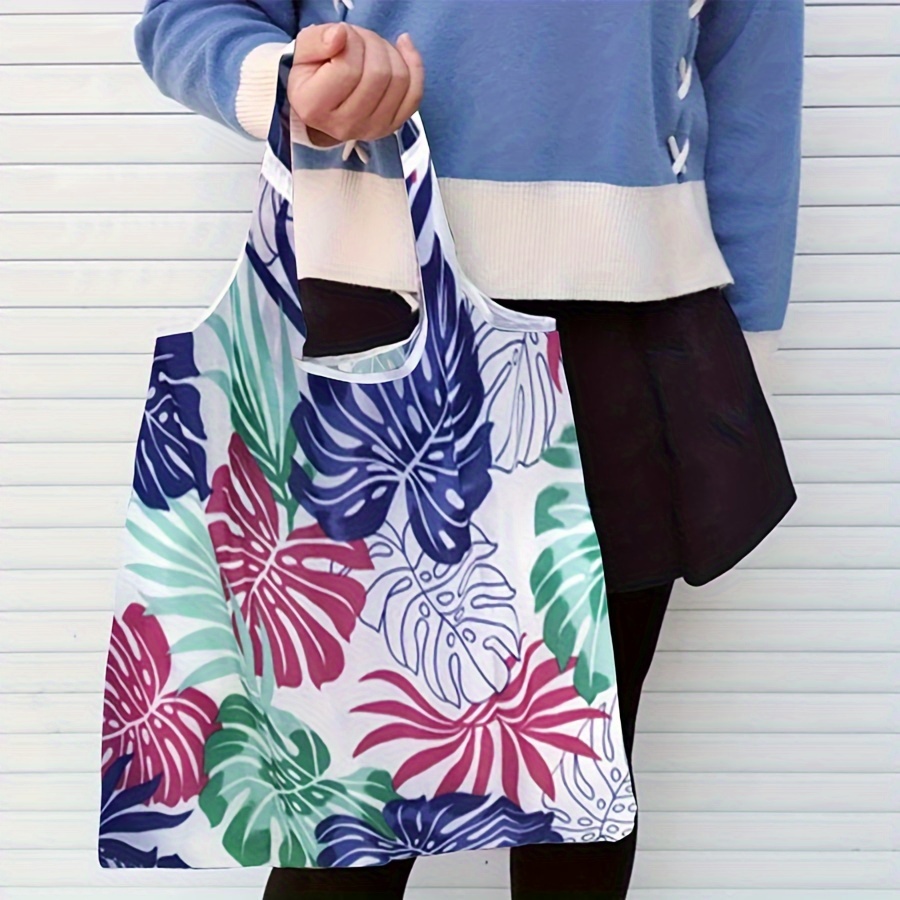 

1pc Tropical Pattern Tote Shoulder Bag, 18.11x13.78 Inches, Foldable, Shopping Grocery Handbag For Women