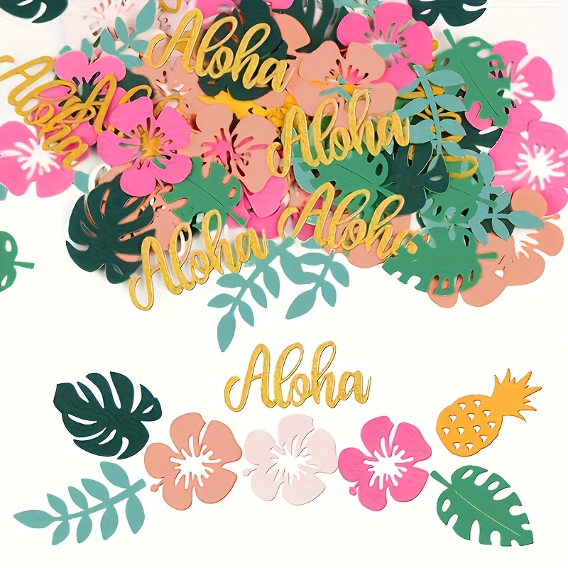 Image of 150pcs Party Supplies - Shredding Palm Leaves, Hibiscus & Pineapple Decorations Suitable For Weddings, Showers, Birthdays, Hawaiian-themed Costume Parties - Aloha Hawaiian Decor 150 Sheets