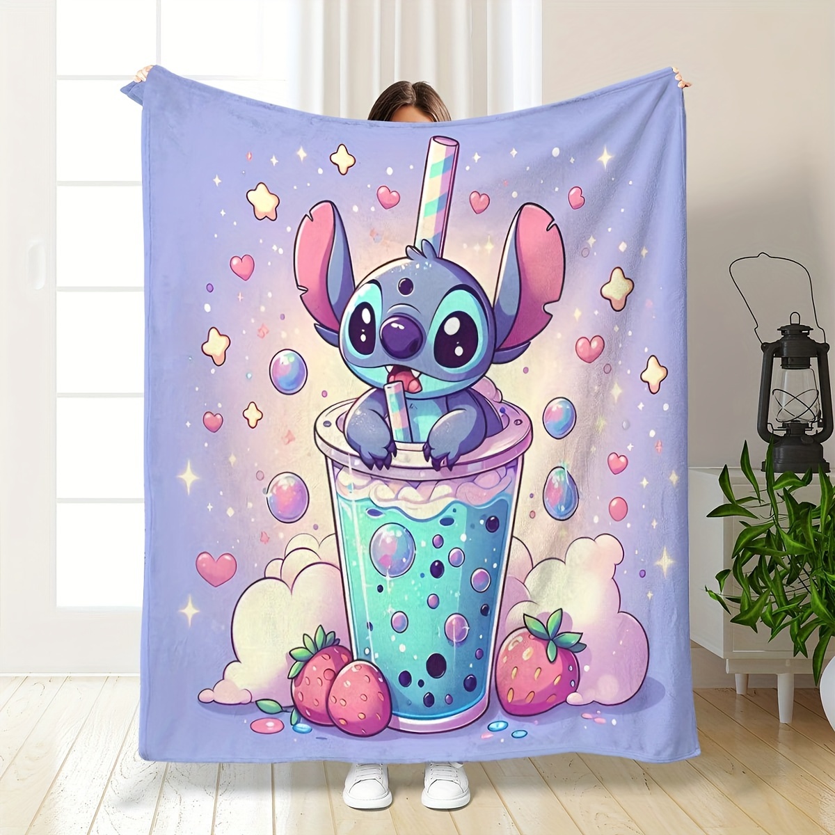 

Kawaii Stitch, Digital Printed Flannel Blanket, Printed Flannel Blanket, Shawl Blanket, Blanket, Soft And Comfortable Sofa Decorative Bed Blanket, Blanket For Outdoor Sports.