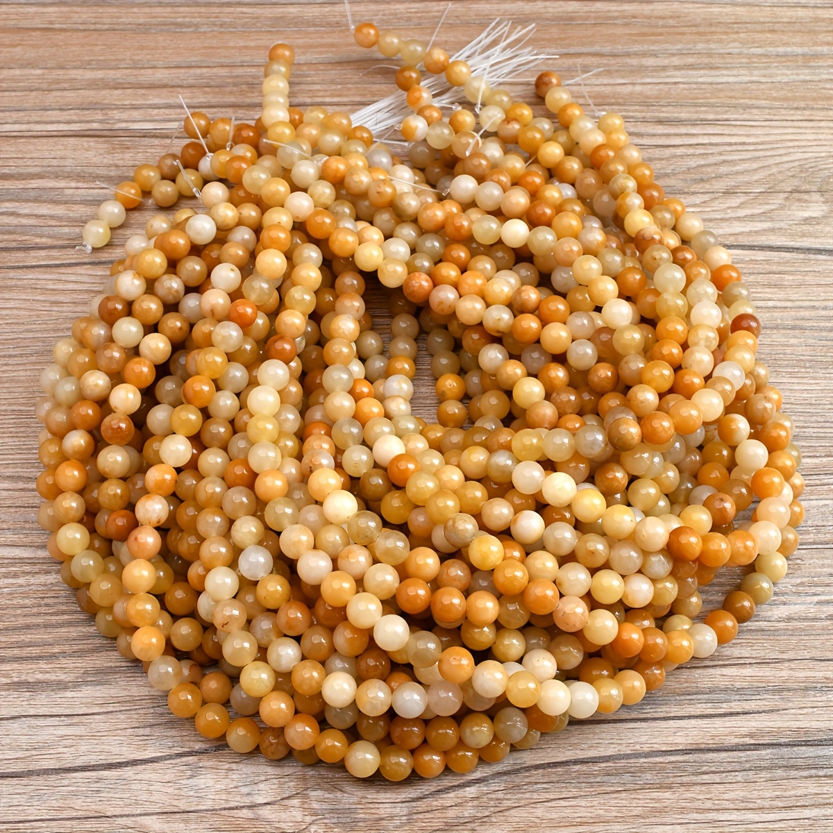 TEMU 4/6/8/10mm Natural Stone Yellow Topaz Beads Round Loose Spacer Beads For Jewelry Making, Handmade Charm Bracelet Necklace Gift For Women Men