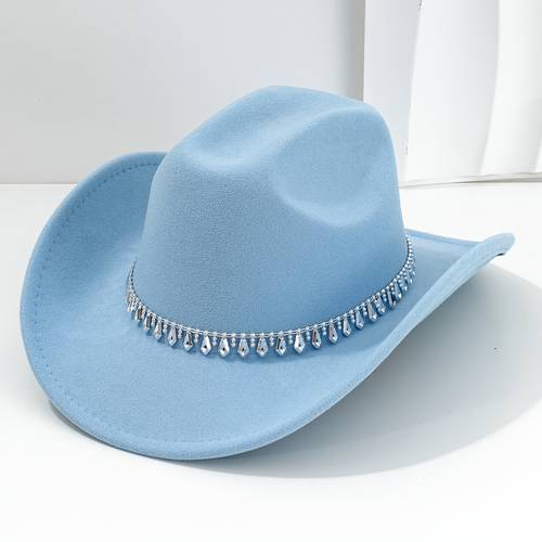 1pc women brown felt western cowboy hat with tassel chain lightweight suitable for wear rodeo themed events non elastic cowgirl for dance casual outfits