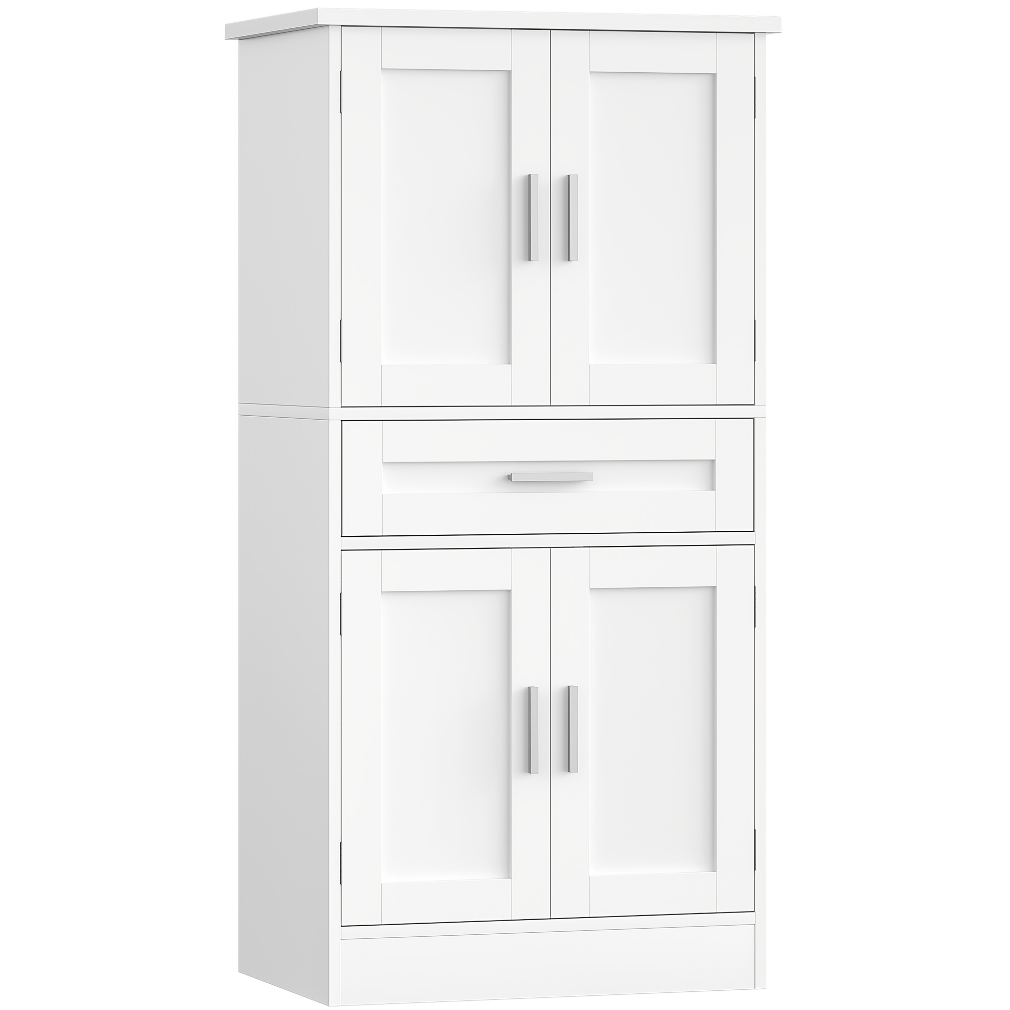 Buffet Cabinet, Kitchen Cabinet With 6-tier Back-to-back Shelving System, Sideboard With And 1 Large Drawer, , Kitchen, Living Room, 40 X 80 X 120 Cm, White